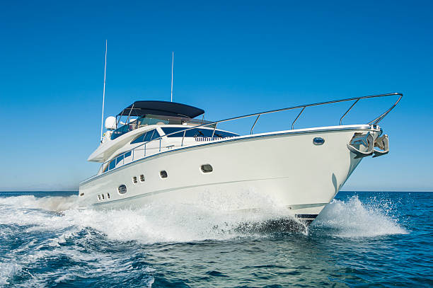 istock Luxury private motor yacht sailing at sea 503693292
