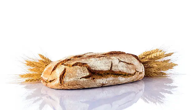 whole-bread and wheat isolated on white background