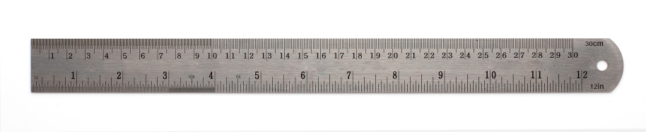 stainless steel ruler white background