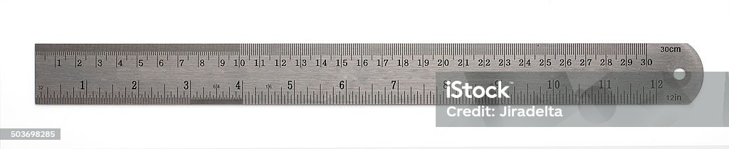 stainless steel ruler white background Ruler Stock Photo