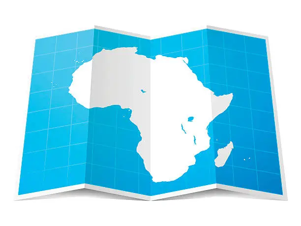 Vector illustration of Africa Map folded, isolated on white Background