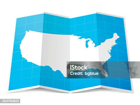 istock USA Map folded, isolated on white Background 503704822