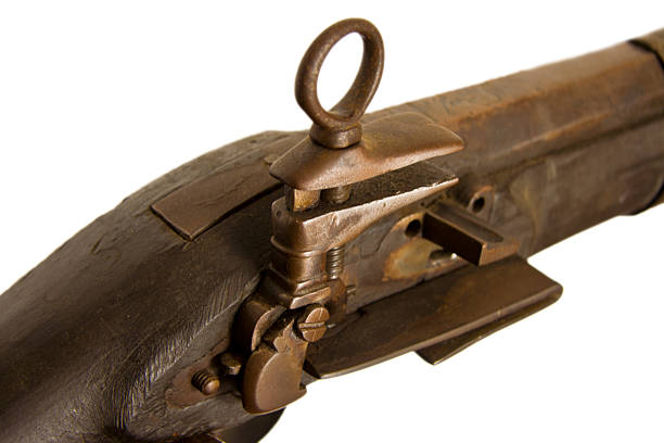 istock Close Up Old Wooden Gun Isolated 503705023