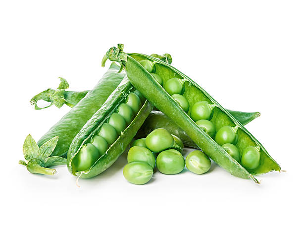 istock Fresh green peas close-up isolated on a white background. 503705258