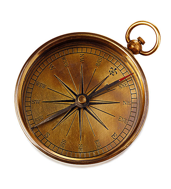 istock Old vintage brass compass isolated on a white background. 503705332