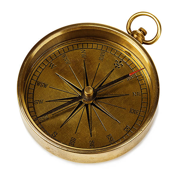 istock Old vintage brass compass isolated on a white background. 503705362