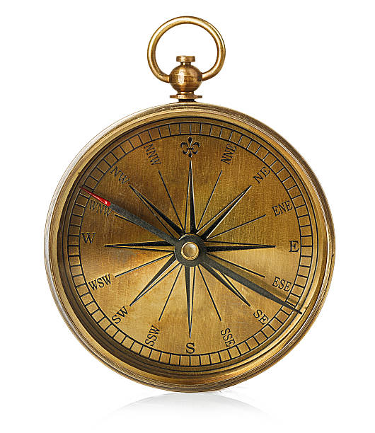 istock Old vintage brass compass isolated on a white background. 503705394