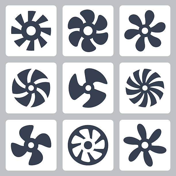 stockillustraties, clipart, cartoons en iconen met fan propellers vector icons set - propellor