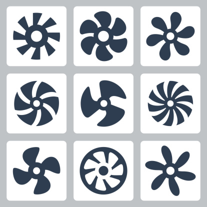 Fan propellers vector icons set
