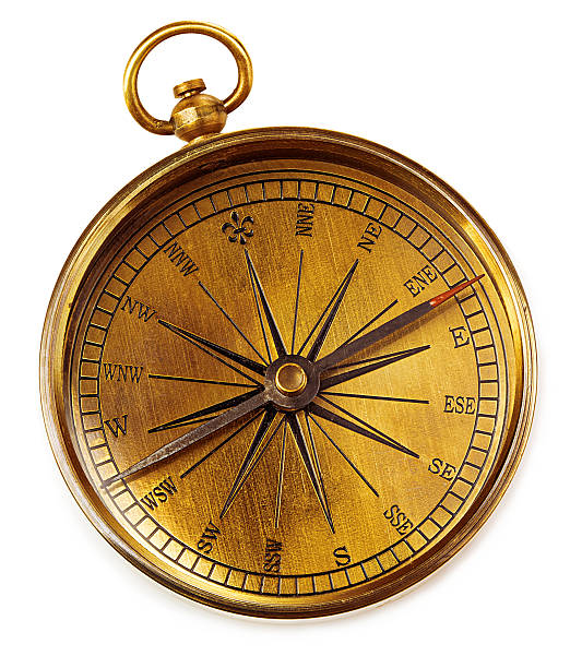istock Old vintage brass compass isolated on a white background. 503705470