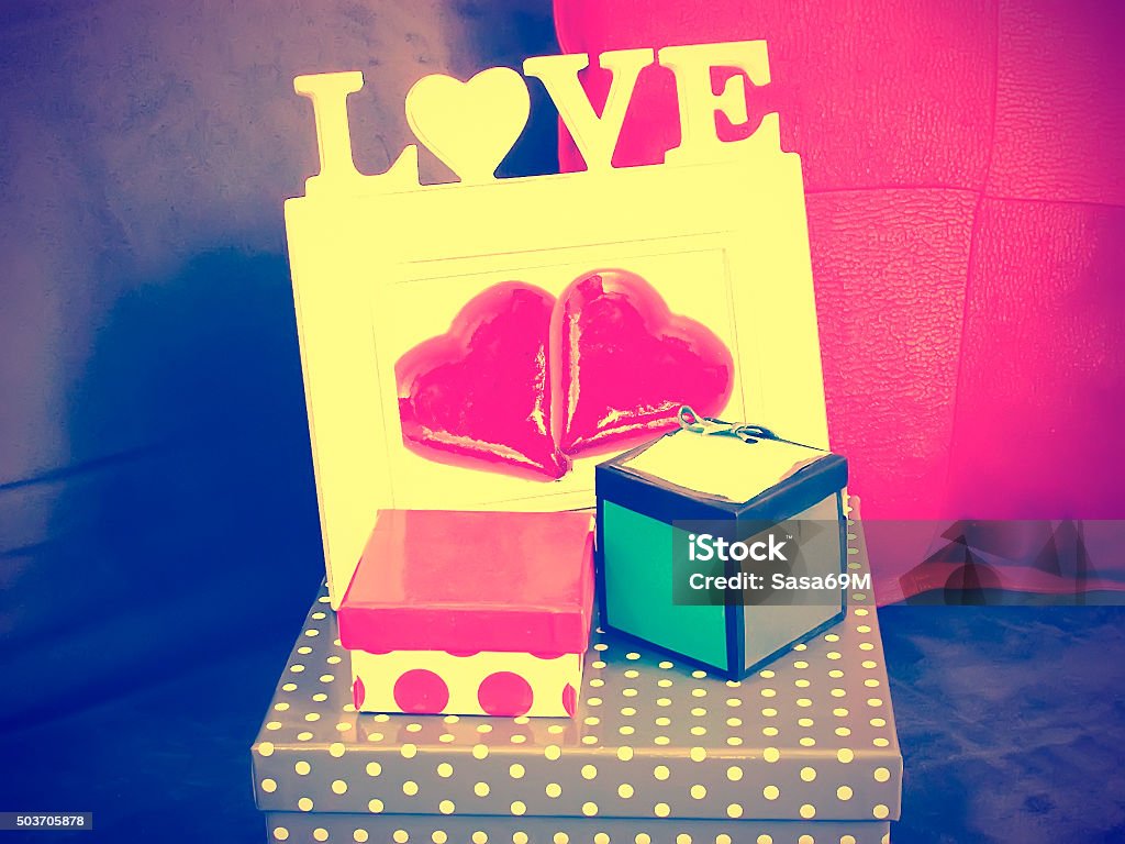 Amorousness Packed gifts in small packages Blue Stock Photo