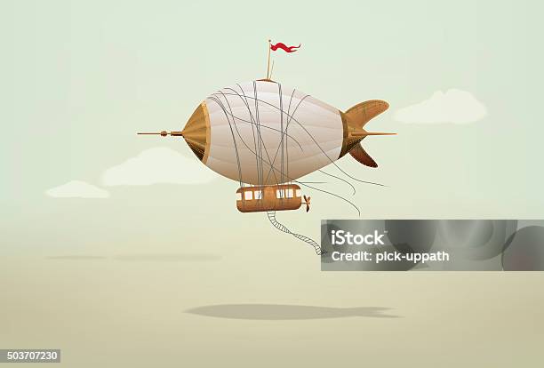 Steampunk Blimp Airship Stock Illustration - Download Image Now - Steampunk, Blimp, Freedom