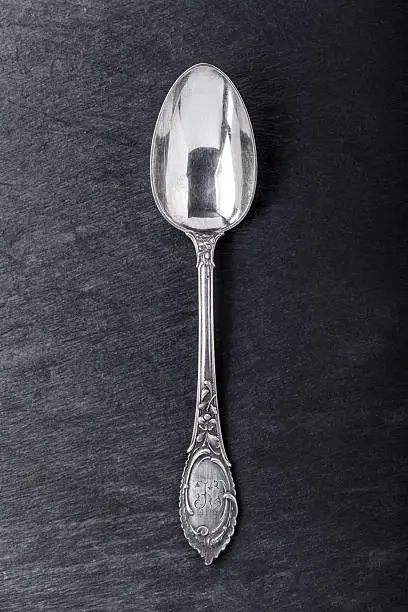 Silver spoon vintage, early 1930s with elaborate floral design