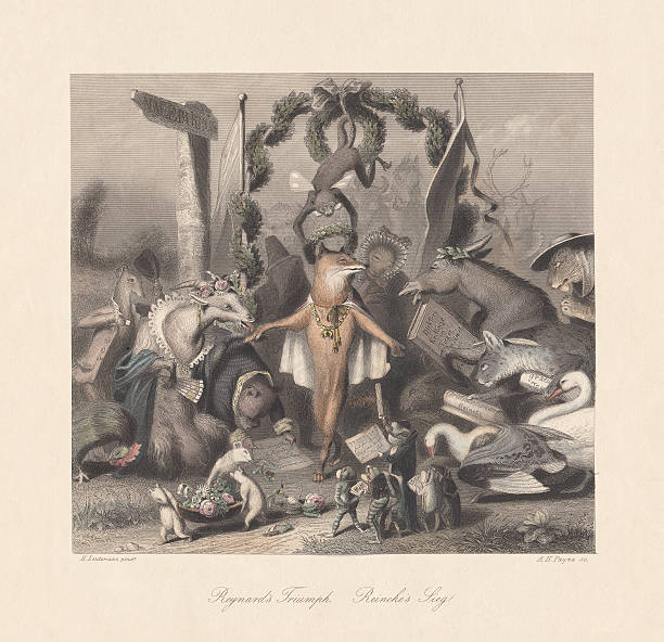 illustrations, cliparts, dessins animés et icônes de reynard de triomphe. scène de «reynard la fox, publié c. tm - triumph