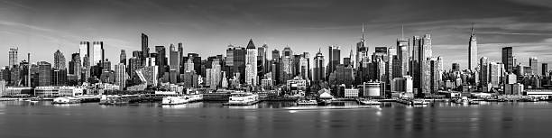 New York City panorama Black and white New York City panorama midtown manhattan photos stock pictures, royalty-free photos & images