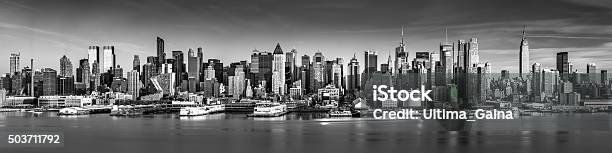 New York City Panorama Stock Photo - Download Image Now - New York City, Landscape - Scenery, Black And White