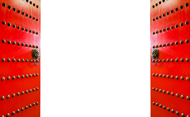 istock Red Chinese door open, with empty space 503712750