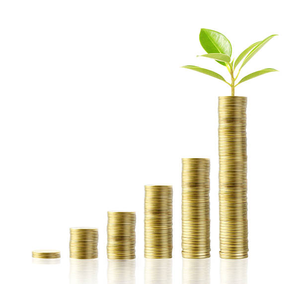 istock Coins graph stock market 503713182