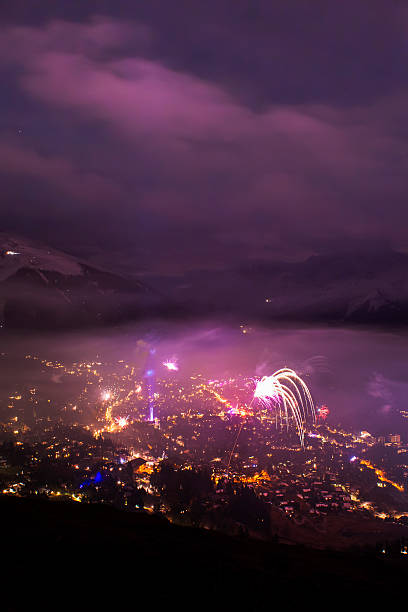istock Verbier New Years eve fireworks portrait 503713380