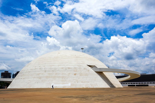Brasilia, Brazil - November 17, 2015: The National Museum in Brasilia, capital of Brazil. Designed by Brazilian architect Oscar Niemeyer, the museum was inaugurated in 2006.