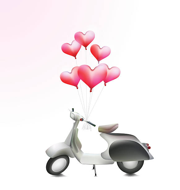 istock Scooter and balloons love valentine concept 503715072