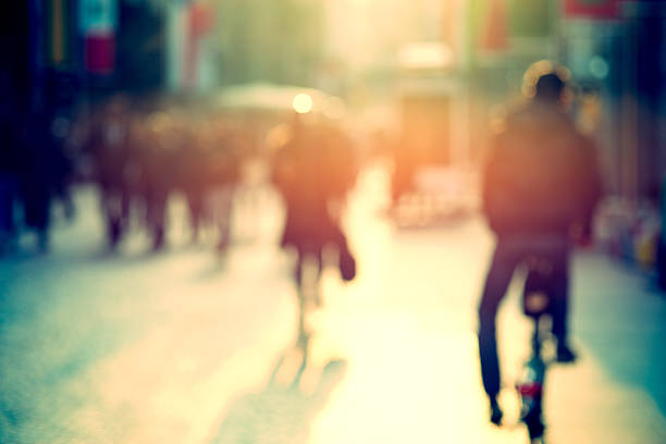 cyclist in the street, blurry