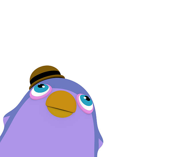 funny cartoon penguin bird with a hat