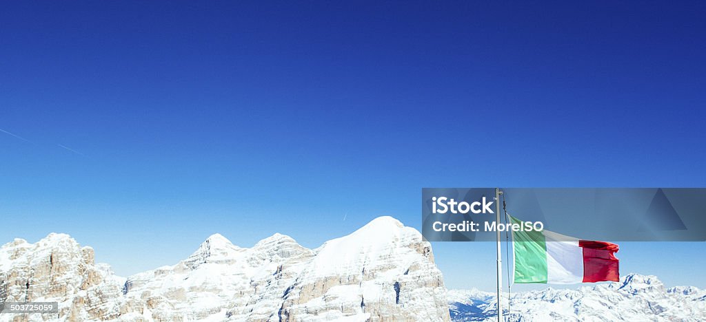 Mountains during Winter Italian Alps during a sunny winter day. Dolomites Mountains are an Unesco World Heritage Area. Alto Adige - Italy Stock Photo