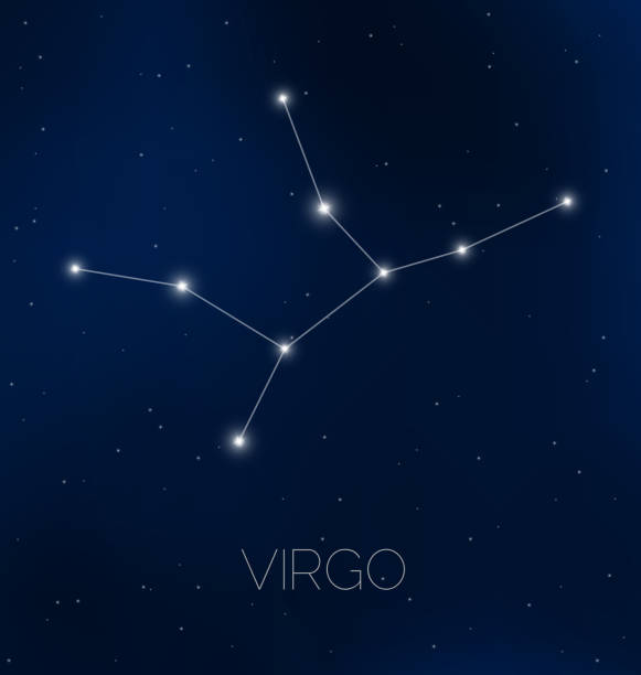 Virgo constellation in night sky vector art illustration