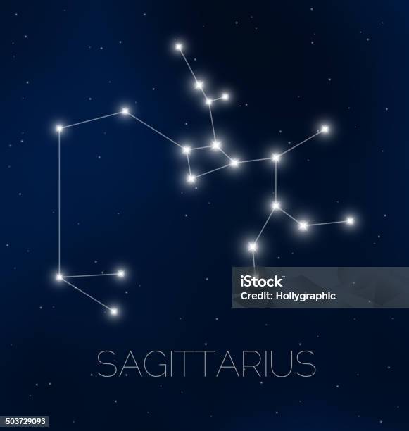 Sagittarius Constellation Stock Illustration - Download Image Now - Constellation, Star - Space, Star Shape