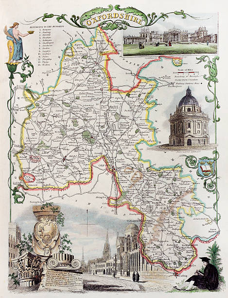 oxfordshire map - oxford oxfordshire stock illustrations