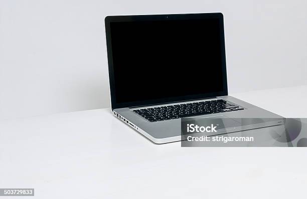 Opened Laptop With Isolated Screen On White Backgroung Stock Photo - Download Image Now