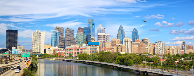 Philadelphia downtown skyline panorama, United States