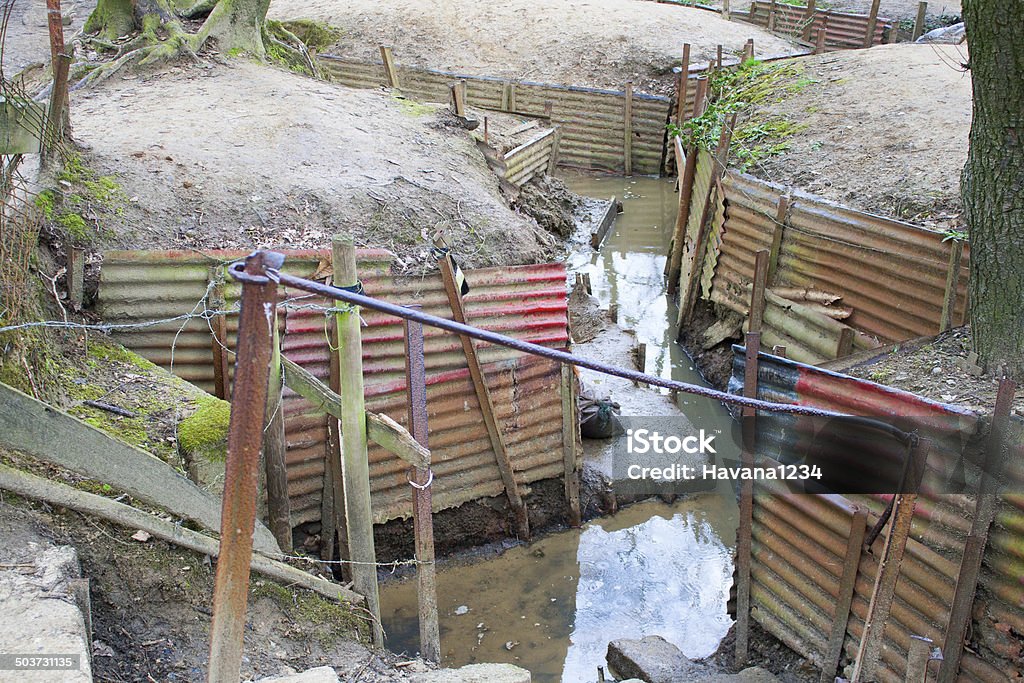 world war one trenches on hill in flanders fields Belgium Architecture Stock Photo