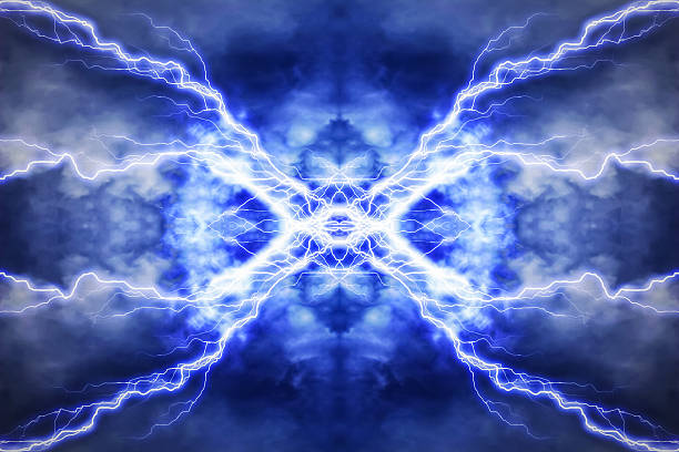 電気照明効果、抽象的なテクノ背景 - lightning thunderstorm flash storm ストックフォトと画像