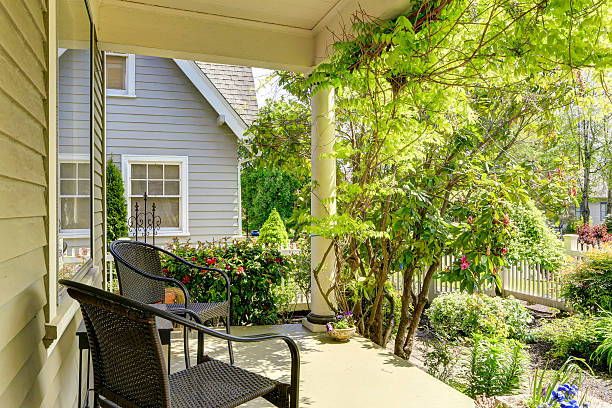 istock House column entrance porch with chairs 503731773