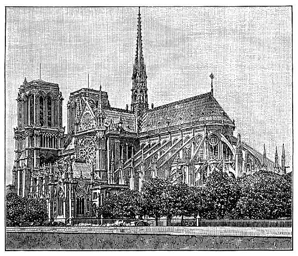 istock Antique illustration of Notre Dame 503731941