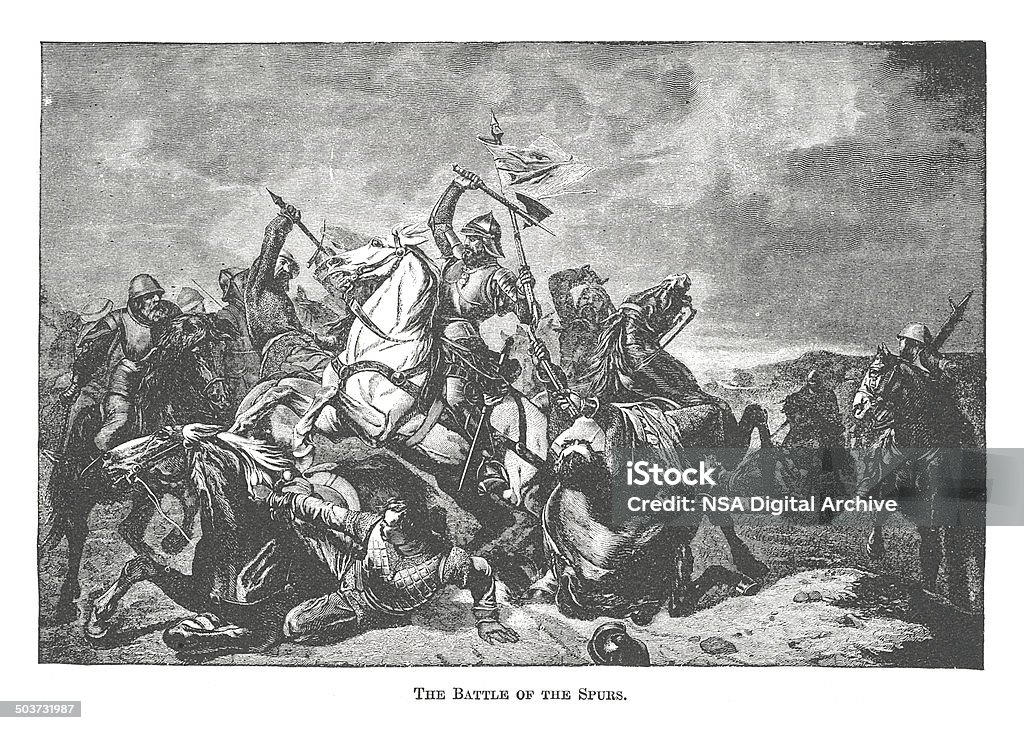 The Битва Spurs (старые гравировка) - Стоковые иллюстрации Кинг Viii роялти-фри