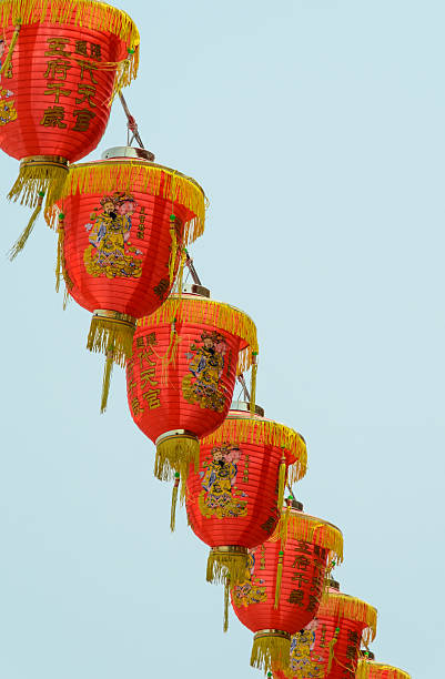 istock Chinese red lanterns hanging on blue sky 503732258