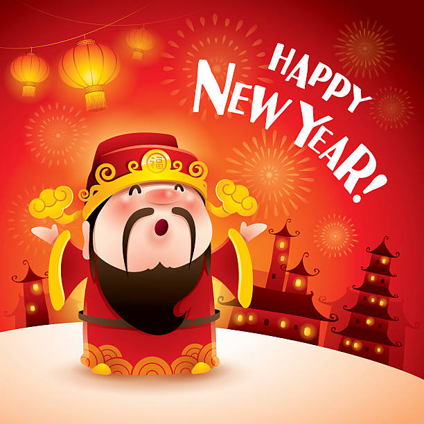 illustrazioni stock, clip art, cartoni animati e icone di tendenza di tm cinese dio della ricchezza. - chinese ethnicity god chinese new year luck