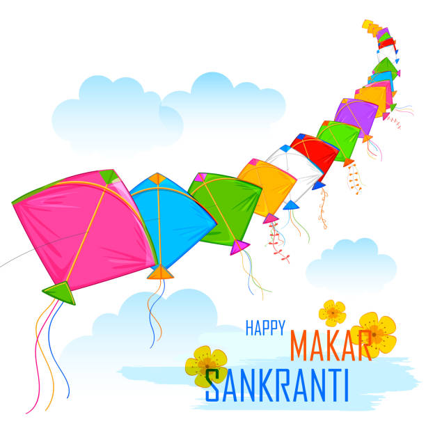 Makar Sankranti wallpaper with colorful kite illustration of Makar Sankranti wallpaper with colorful kite happy pongal pics stock illustrations