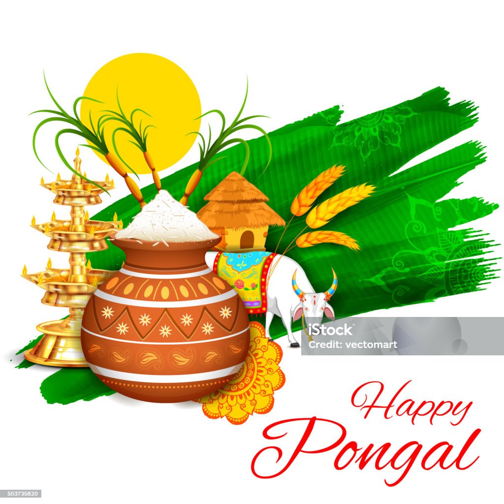 Happy Pongal Greeting Background Stock Illustration - Download ...