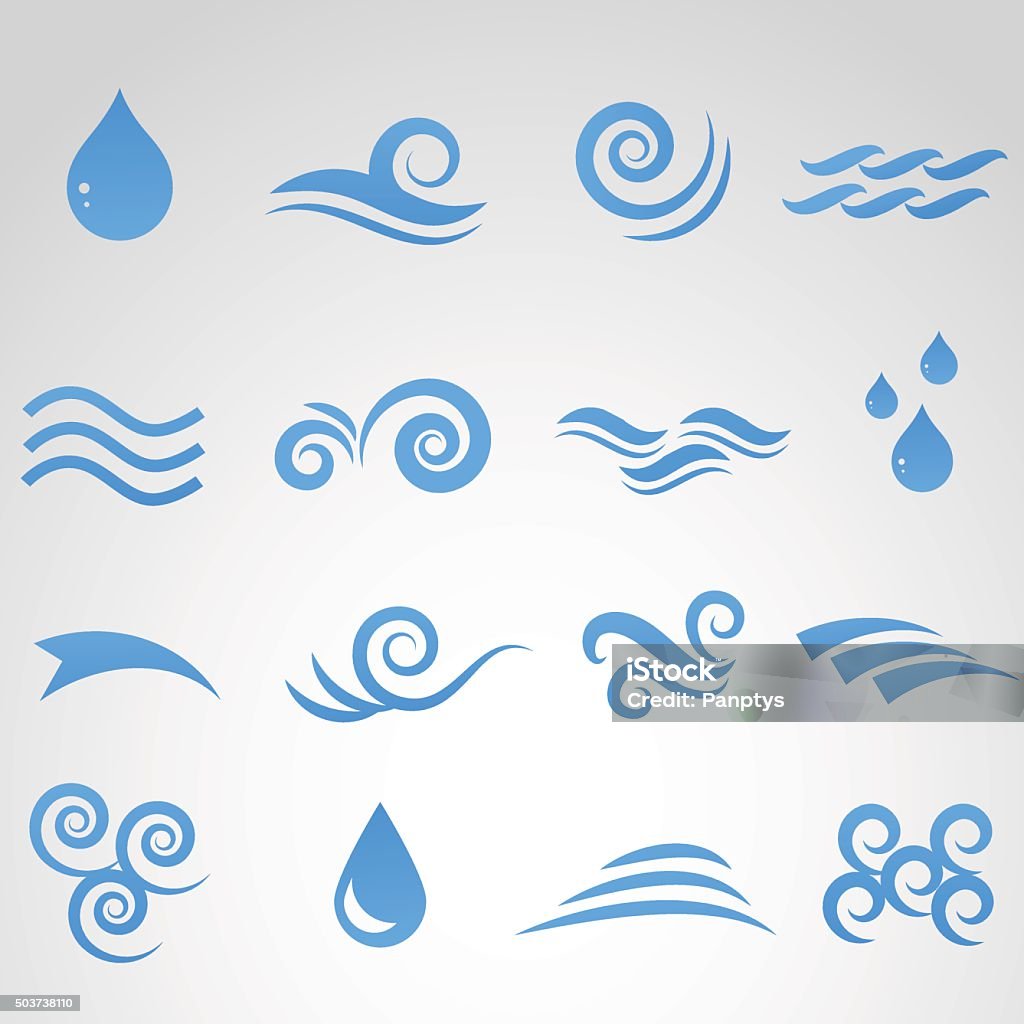 Wave icon isolated on white background. Vector illustration: icon collection with different types and shapes of water.  Wind stock vector