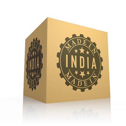 3D Render of Cardboard Box with Made in India