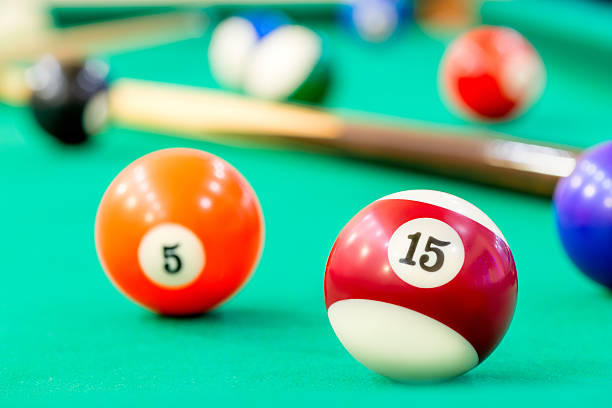 istock multicolored balls on green baize of billiard 503743994