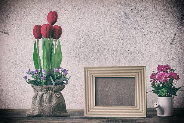 istock Old photo frame on wooden 503744282