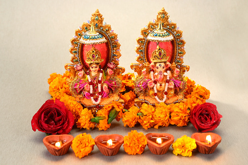 Hindu God Laxmi Ganesh at Diwali Festival