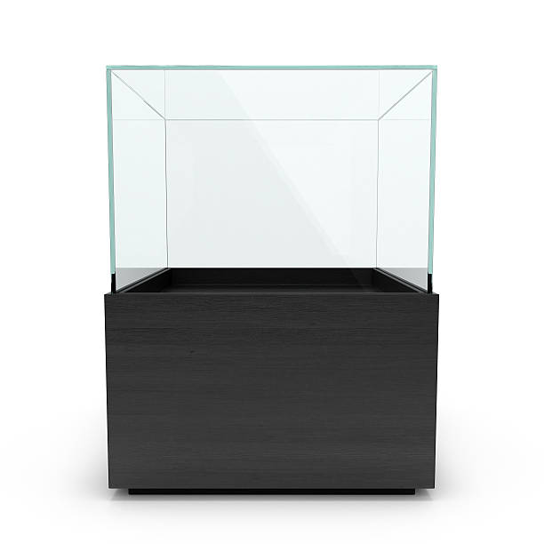 istock Empty Black glass showcase for exhibit isolated in white backgrownd 503753940