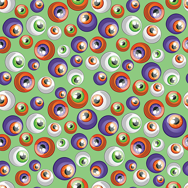 Colorful big eye balls on a green background Set of colorful big eye balls on a green background animal retina illustrations stock illustrations