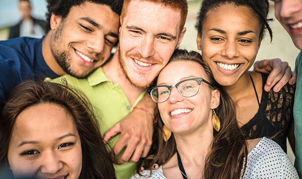 istock Group of friends laughing and doing a selfie 503755936